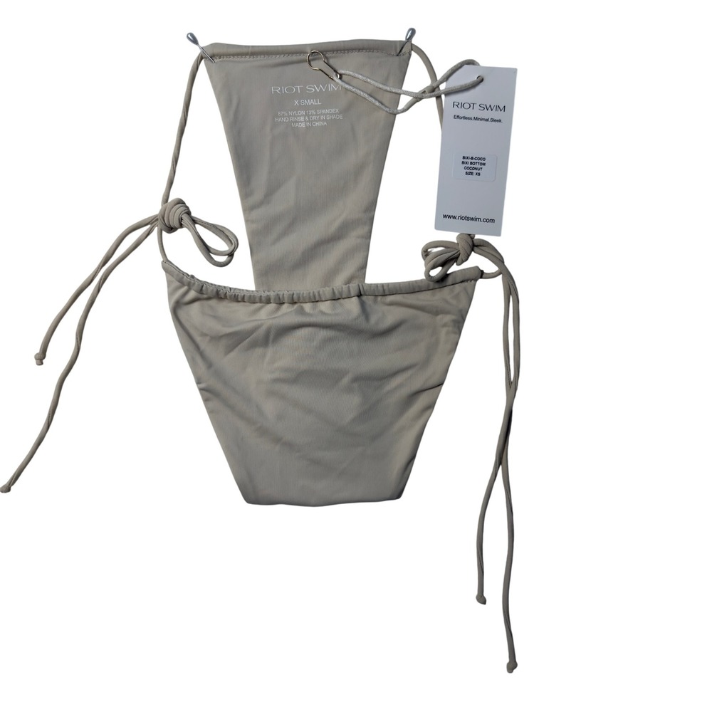 Riot Swim Bixi Bottom Women Small Coconut Excellent Side Tie Bikini Swimwear